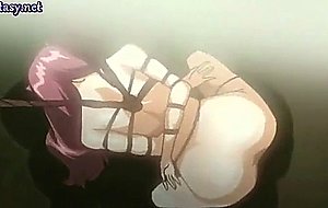 Tied up hentai getting mouth fucked