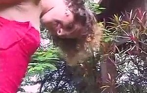 Ass licked & drilled tranny outdoors