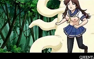 Anime cutie wrapped in tentacles and fucked