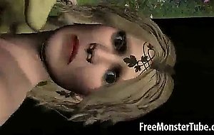 D blonde babe gets fucked in the woods by a goblin