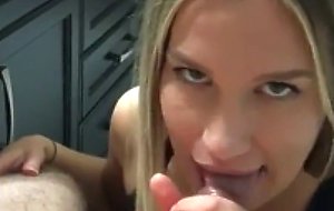 Blonde Nympho Teen Gives Sloppy Blowjob In Washroom