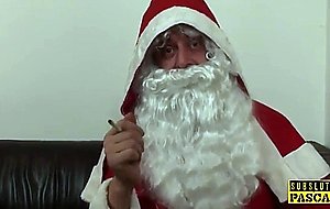 British cunt choked and fucked by rough santa