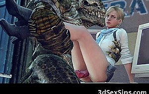 3D Girls Ruined by Scary Alien Monsters!
