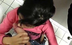 Girlfriend does anal in the restroom