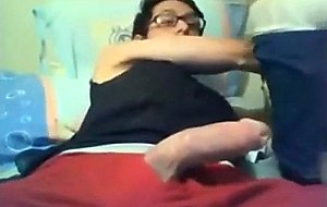 Hottie sucks cock on webcam