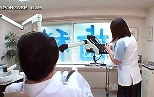 Japanese chesty nurse seducing the doctor at work