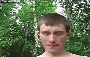 Pretty boy gets cock sucked in forest