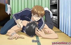 Two mature hentai guy having honey kiss