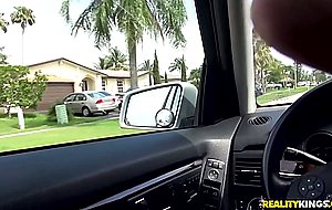 Hot latina sucks him off in the car before he takes her home for a fuck