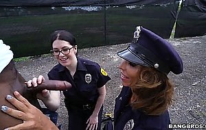 Cock hungry cops lyla lali and norah gold sucking giant black pole