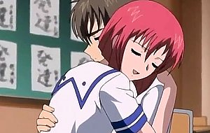 Tied up anime cutie tasting cock