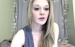 Hot blonde babe fingers her tight wet pussy intense on cam