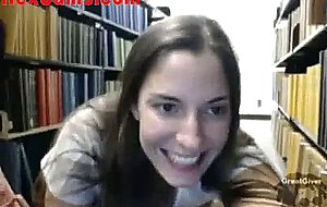 Webcam girl nude in public library