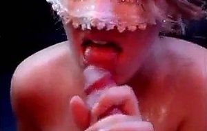 Busty masked housewife giving head