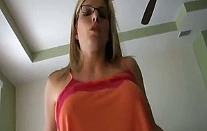 Horny mom with glasses has cowgirl sex