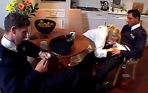 Horny cops team up to fuck a sweet blonde housewife