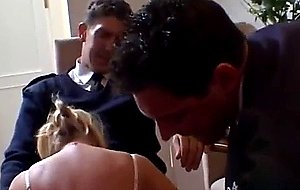 Horny cops team up to fuck a sweet blonde housewife