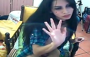 Teen tranny wanking her dick on webcam