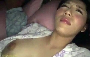 Busty wife fucked while hubby sleeps on the same bed