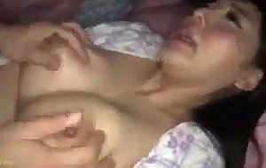 Busty wife fucked while hubby sleeps on the same bed
