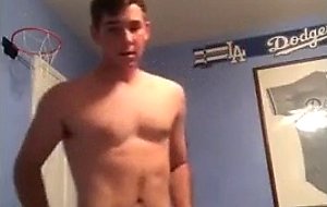 Hot sexy teen boy strips to show horny nakedness  
