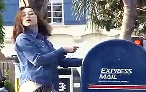 Sexy chick exposes herself with anything to do with the POST OFFICE