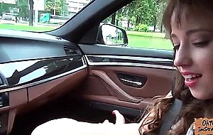 Fucking a beautiful brunette at the car