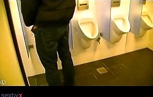 Blonde sucks and fucks in a public bathroom