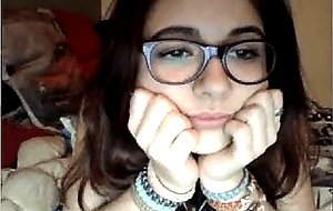 Young french bi girl with glasses is dessing off   