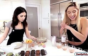 Hot lesbians lick pussies in the kitchen  
