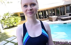 Cfnm teen cum sprayed by the pool  
