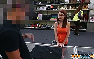 Babe with glasses fucked intense in pawn shop