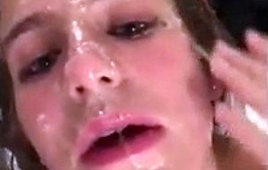 Teen girl showers in her spit  