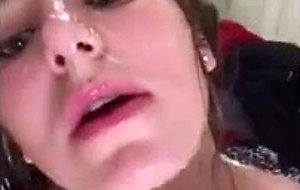 Teen girl showers in her spit  