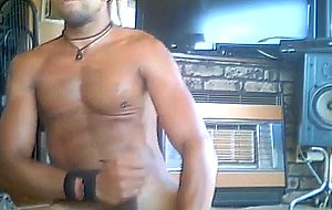 Hot male model jerking off intense with shit