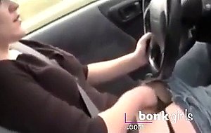 She fingers her pussy while driving  