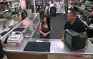 Pawnshop keeper fucks busty cuban chick