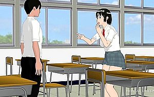 Hentai schoolgirl blowing intense dick on her knees