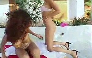 Nice curly tranny drills a chick outside