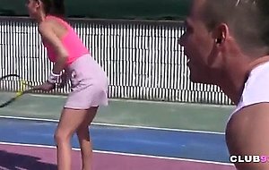 Two teens banged on a tennis court  