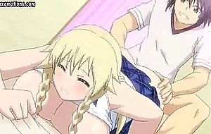 Big boobed anime blonde gets slammed