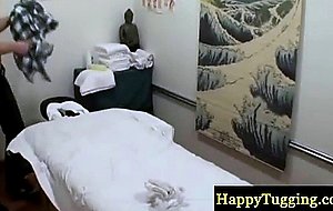 Asian masseur makes her client cum