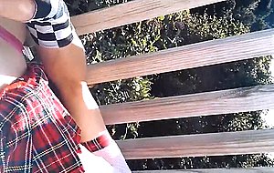 Slut in combined outfits outdoors