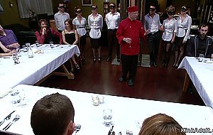 Tied and fucked and public soup course