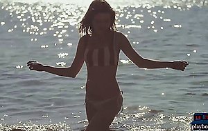 Perfect body MILF model Serena Wood strips outdoor