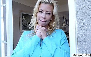 Hot stepmom gives stepson a quick blowie and cum swallow