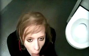 Amateur girl sucks big cock in public toilet  