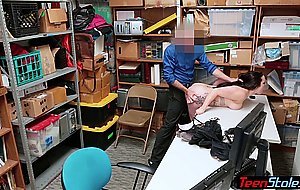 Chubby inked teen thief punished by a dirty policeman