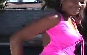 Horny ebony gets drilled and gets jizzed on mouth