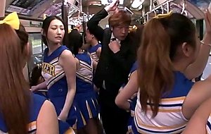 Japanese cheer girls in the bus